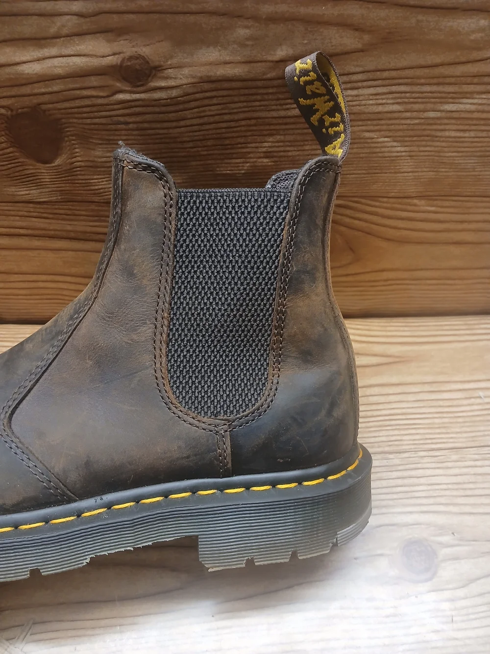 Dr. Martens Brown Leather Chukka Boot with Yellow Stitching